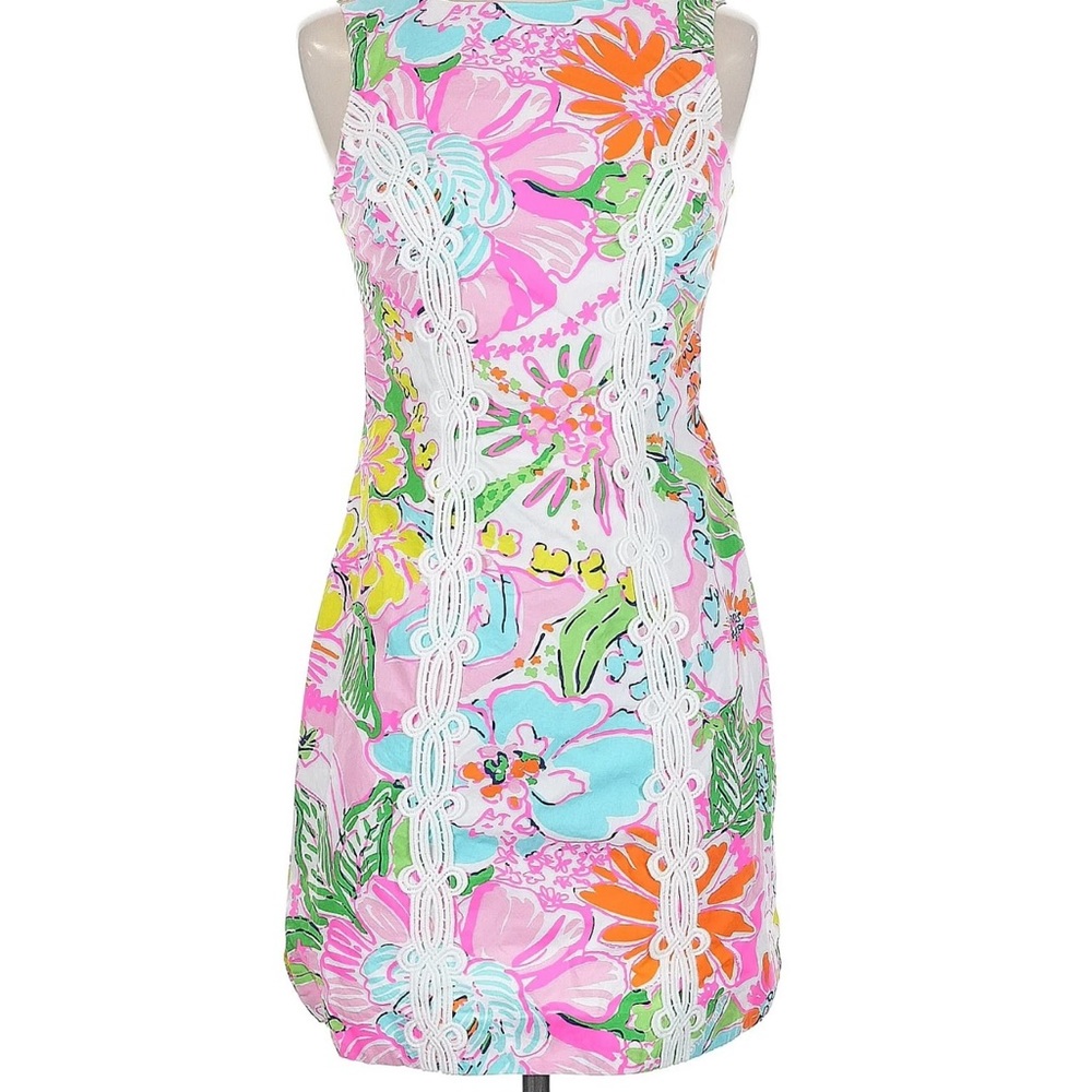 Floral Sleeveless Dress with Lace Detail